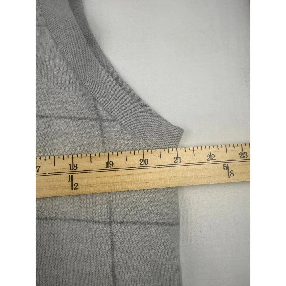F&G Tech Sweater Vest Large Gray Windowpane Bighorn Golf Mock Neck Cashmere